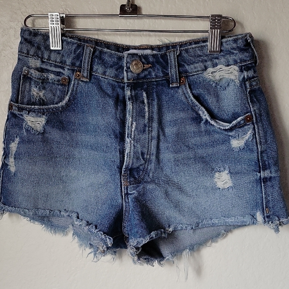 Zara Blue Distressed Jean Shorts Size 2